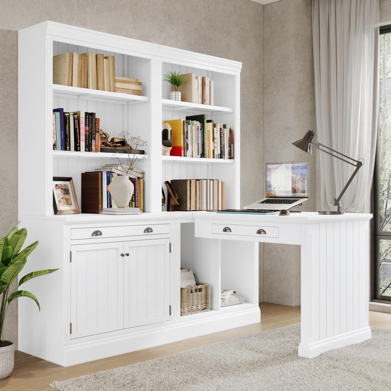 Office Suite with Integrated LED Lighting, Gold Hardware