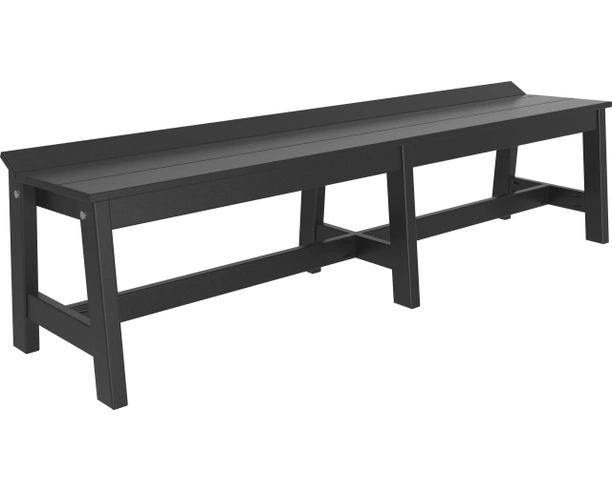 Outdoor Bench Armless Slatted Back Block Legs Poly Lumber Patio Dining