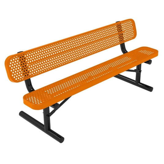 Outdoor Bench High Visibility Orange Expanded Metal Mesh Commercial Grade