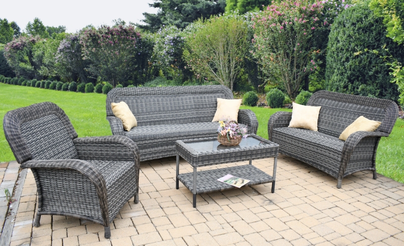 Outdoor Conversation Set Modular Wicker Espresso Cushionless Transitional