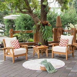 Outdoor Conversation Set with Teak Appearance and Slatted Detailing