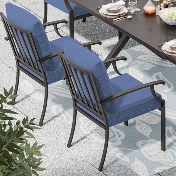 Outdoor Dining Chair Set with Curved Armrests for Modern Patio