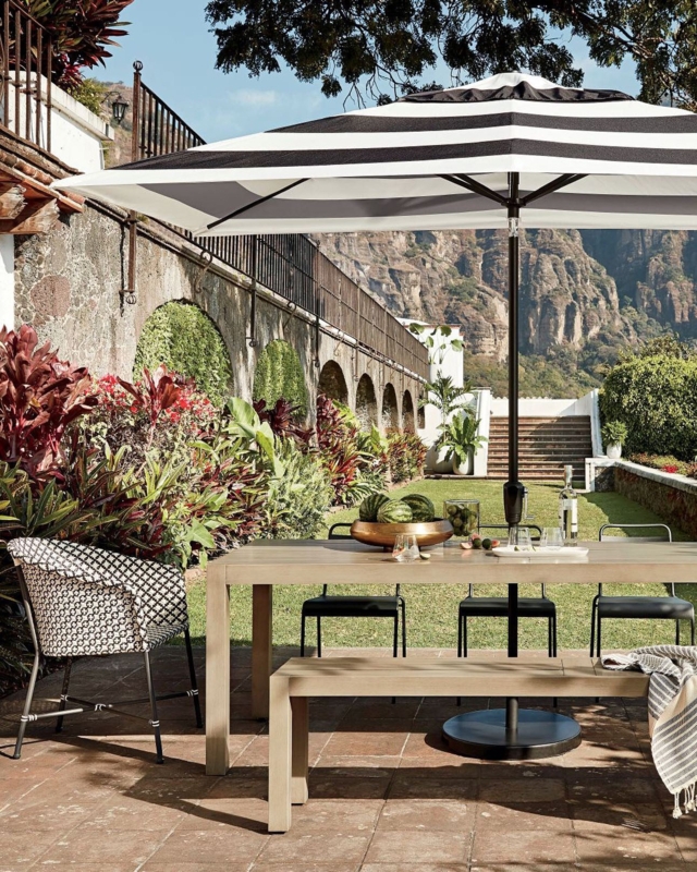 Outdoor Dining Chair with Terracotta Finish and Slatted Silhouette