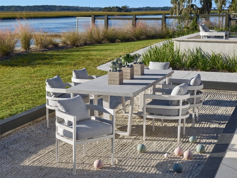 Outdoor Dining Chair Woven Cord Seat with Armless Silhouette