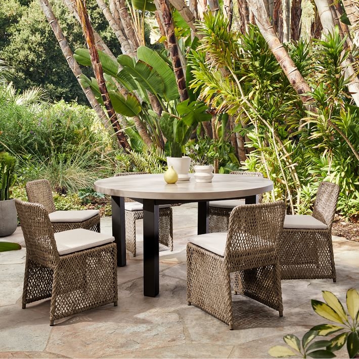 Outdoor Dining Chair Woven Rope Seat with Wrap Around Frame