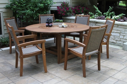 Outdoor Dining Set, 7-Piece Round Table with Integrated Lazy Susan