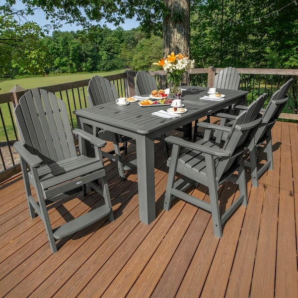 Outdoor Dining Set Charcoal Finish Balcony Height, Recycled Plastic