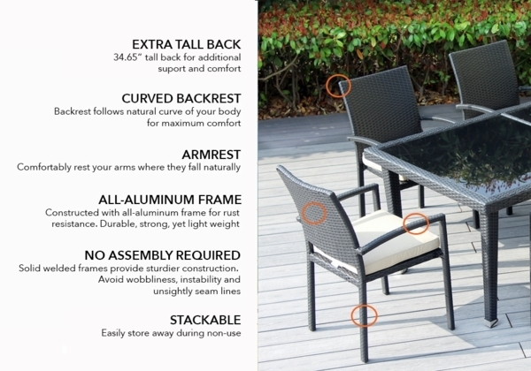 Outdoor Dining Set Espresso Wicker Poolside Location 7 Piece Armless