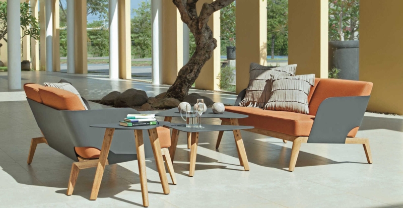 Outdoor Dining Set, Mid-Century Modern with Rope Weave Chairs