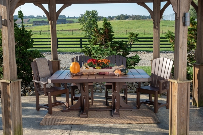 Outdoor Dining Set Traditional Poly Lumber Slatted Durable Patio Layout