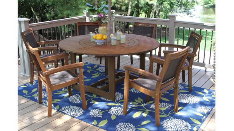Outdoor Dining Set with Charcoal Sling Fabric, Modern Farmhouse Ideas
