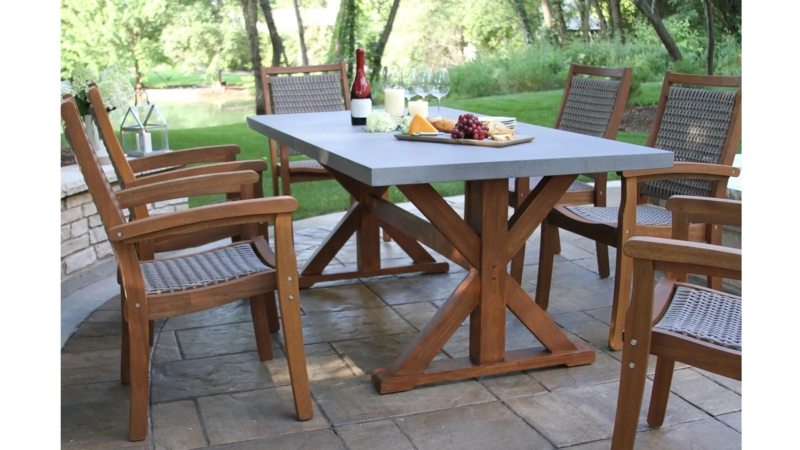 Outdoor Dining Set with Composite Table Top and Mixed Material Design