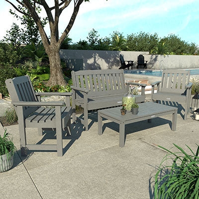 Outdoor Dining Set with Slatted Surface & Dark Grey Composite Finish