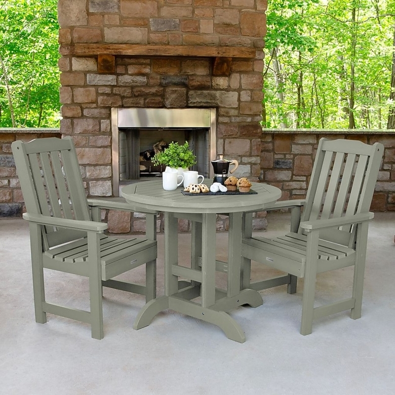 Outdoor Dining Set, Woodland Brown Pedestal Base for Small Spaces