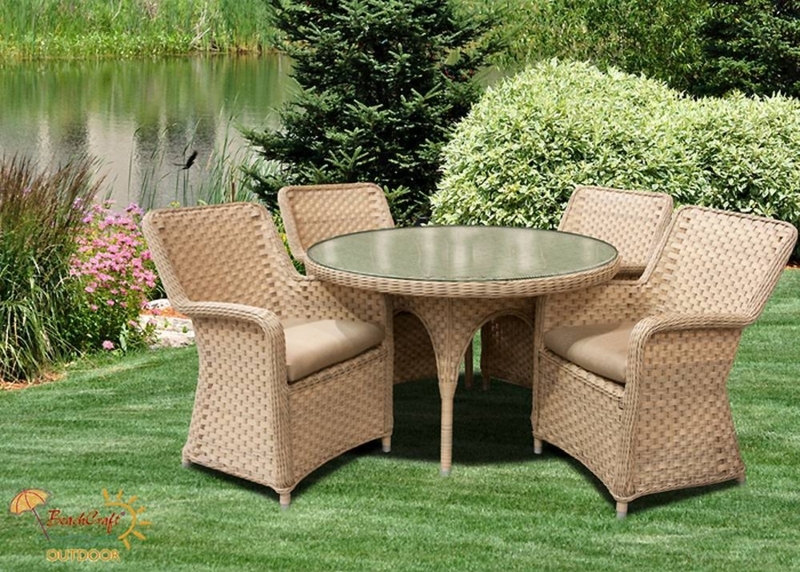 Outdoor Dining Set Woven Wicker Glass Top Bar Height