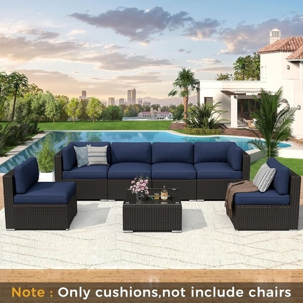Outdoor Furniture Cushions Piped Edges Deep Seat Patio Replacement Set