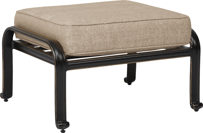 Outdoor Ottoman Antique Bronze Aluminum Lattice Sides Tan Cushion