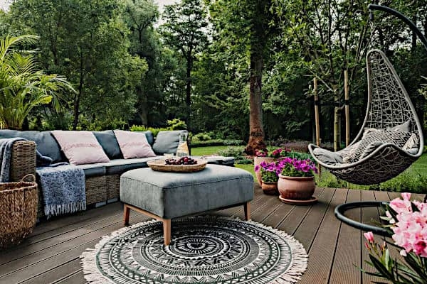 Outdoor Ottoman Cushion with Thick Box Edge Construction, Welted Trim