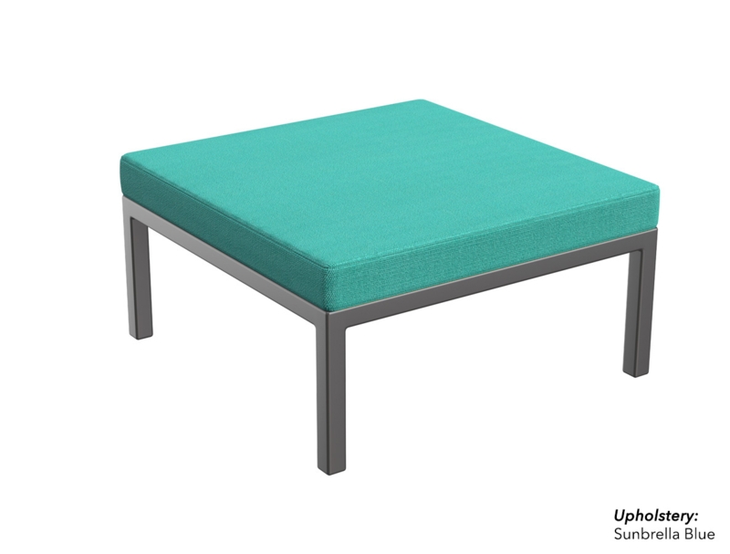 Outdoor Ottoman Gunmetal Frame Square Sunbrella Upholstery