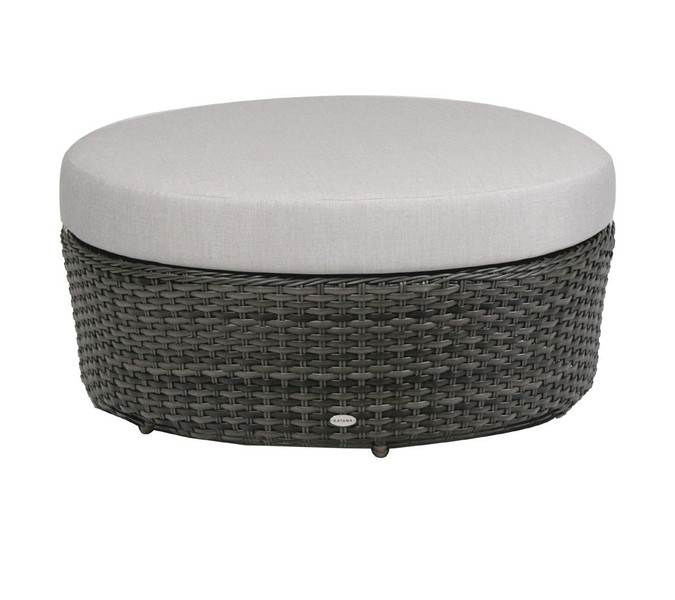 Outdoor Ottoman Linen Look Grey Upholstered Large Scale Modern Poolside
