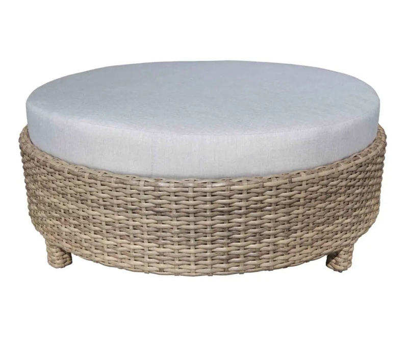 Outdoor Ottoman Oversized Round Form Charcoal Woven Patio Seating