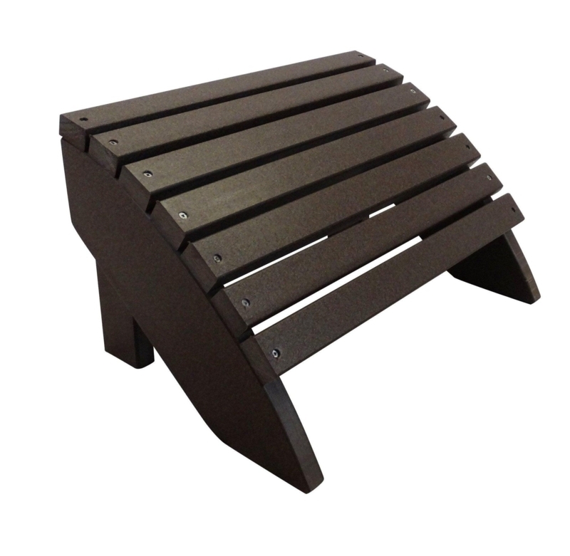 Outdoor Ottoman Vibrant Orange Poly Lumber Slatted Top Patio Footstool