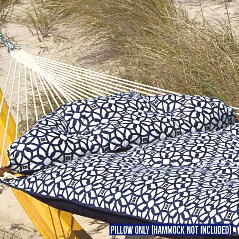 Outdoor Pillow, Indigo Blue, Button Tufting, Extra Long for Coastal Styling