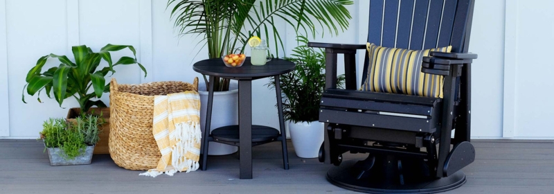 Outdoor Rocking Chair Pair Two Tone Poly Lumber Charcoal Brown