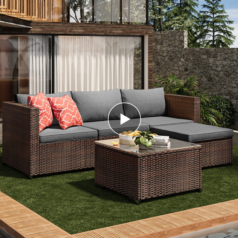 Outdoor Sectional Sofa with Modular Wicker Base in Modern Style