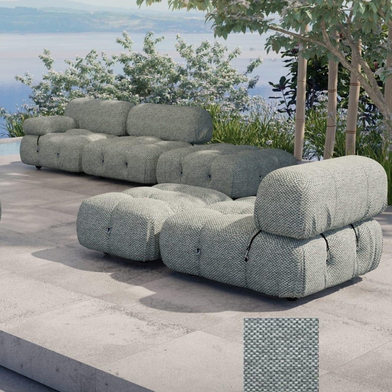 Outdoor Sofa Bulbous Form Low Profile Modular Gray Coastal Terrace