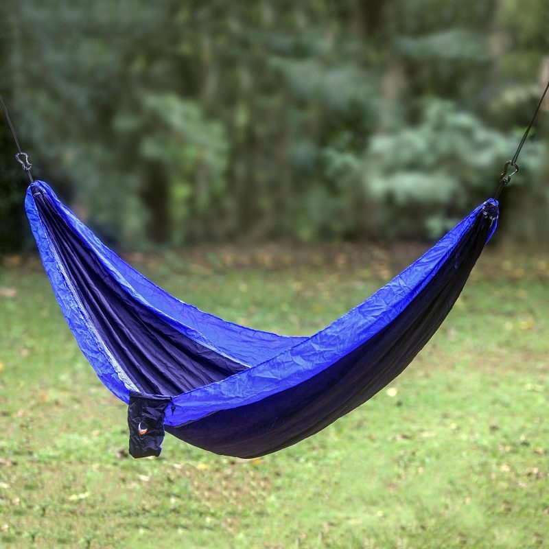 Parachute Fabric Hammock in Two Tone Blue with Carabiners