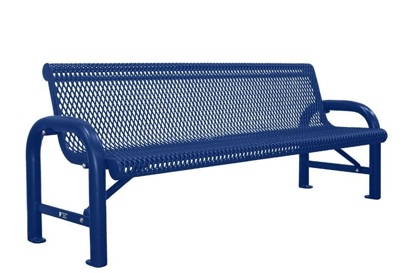 Park Bench, Diamond Mesh Pattern, Contoured Back, Surface Mount Base