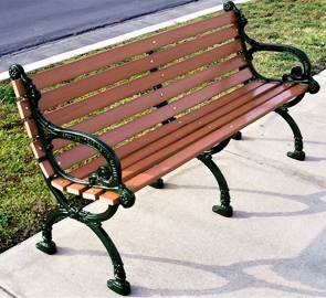 Park Bench Victorian Ornate Cast Metal & Recycled Plastic Slats
