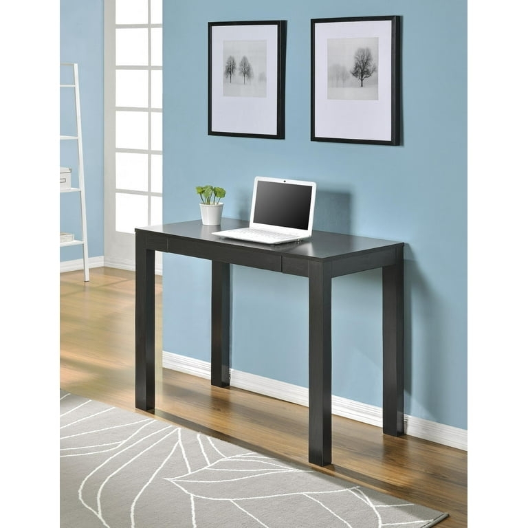 Parsons Desk Espresso Finish Pull Out Drawer Matte Square Legs
