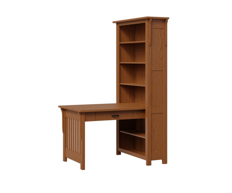 Partner Desk with Integrated Bookcases, Wood Grain