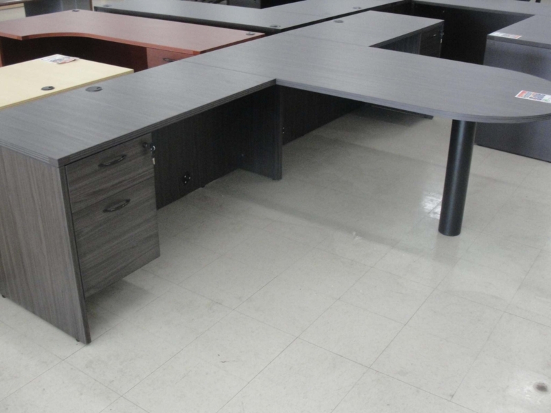 Partners Desk Dark Wood Executive Style Dual User Design Storage