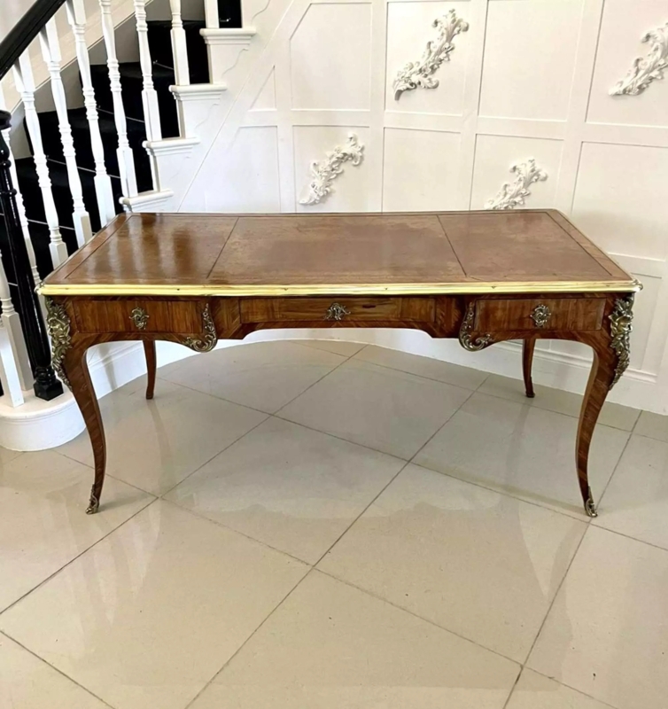 Partners Desk Kingwood Veneer Ormolu Serpentine French Style