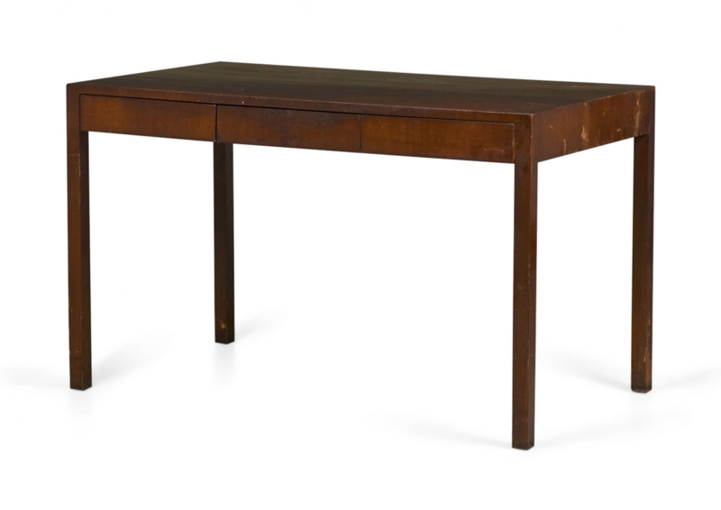 Partners Desk Mahogany Red Parsons Legs Dual Sided Storage