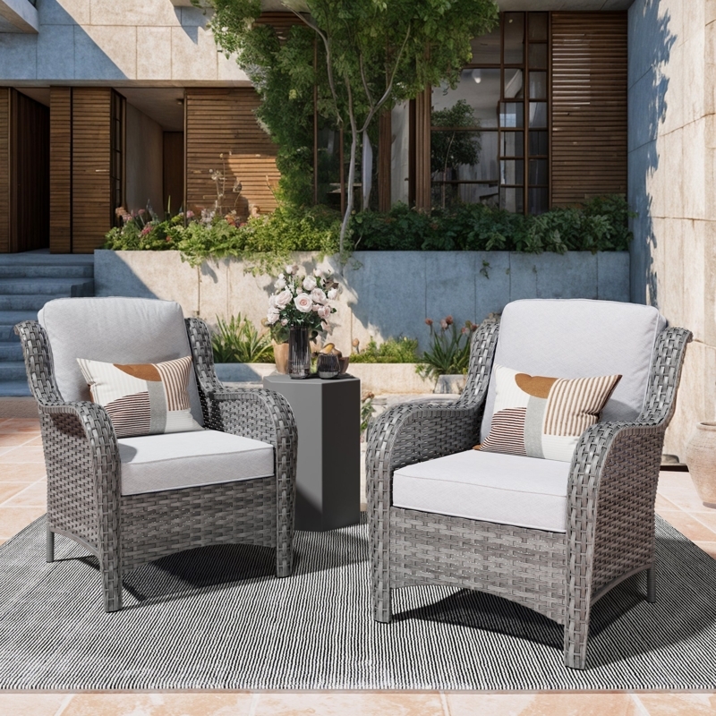Patio Armchair Set Featuring Curved Handrests and Metal Frame