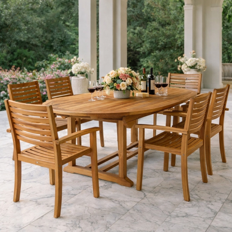 Patio Armchair with Stackable Design and Slatted Wood Construction