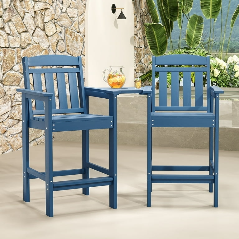 Patio Bar Stool Adirondack Connecting Tray Deck Seating Set