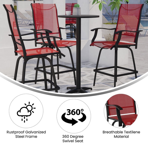 Patio Bar Stool with Swivel Mechanism and Breathable Mesh Seat
