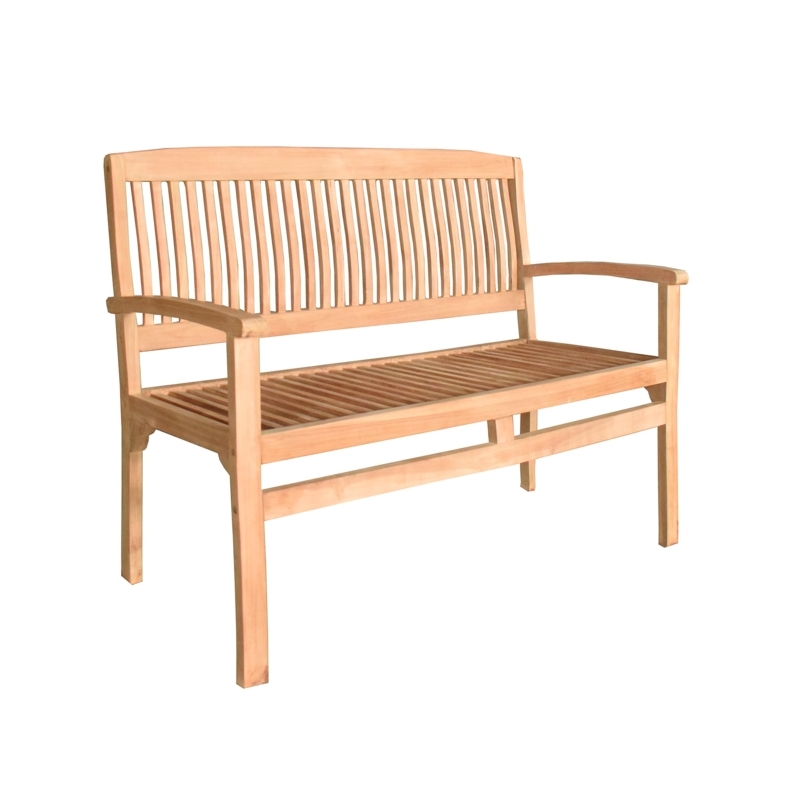 Patio Bench, Mission Style with Wood Toned Finish & Straight Legs Design