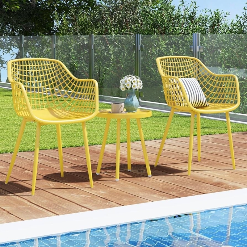 Patio Bistro Set Wide Seat Round Table Metal Poolside