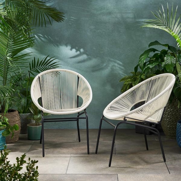 Patio Chair High Contrast Palette Minimalist Metal Frame Industrial