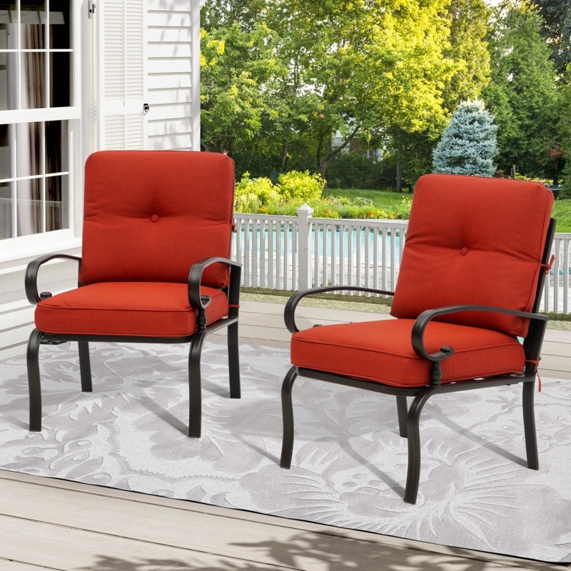 Patio Chair Metal Lattice Mesh Construction Outdoor Bistro Pair