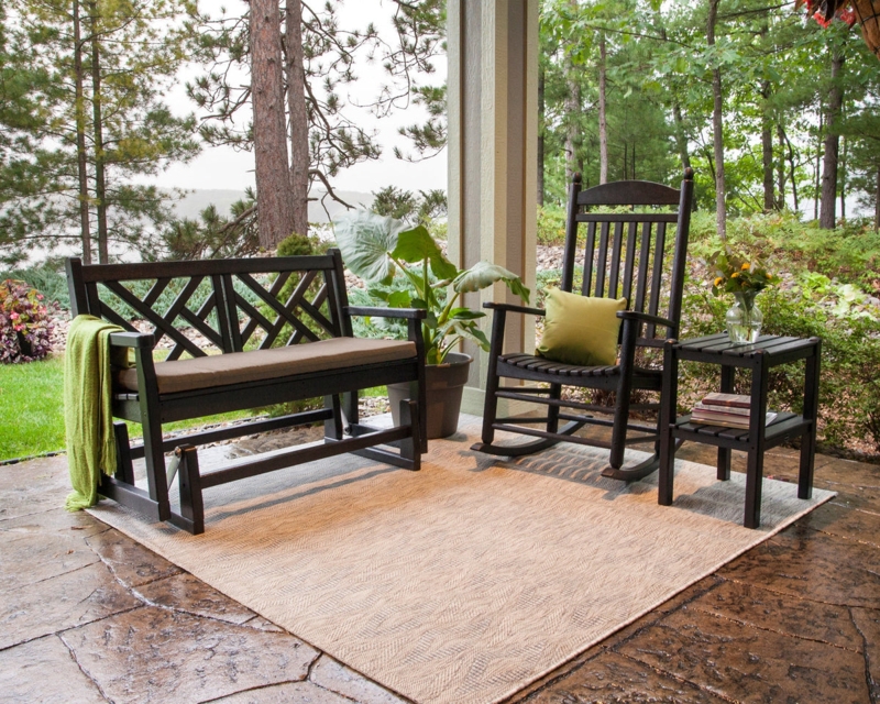 Patio Chair Set White Composite Slatted Back Glider And Rocker Pair