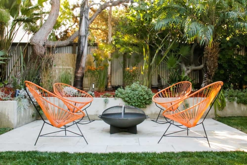 Patio Chair Wire Frame with Teal Cushions and Low Profile