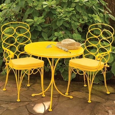 Patio Chair Wired Seat Metal Construction Mid-Century