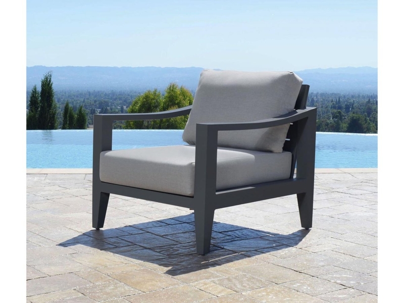 Patio Conversation Set Aluminum with Wood Toned Armrests